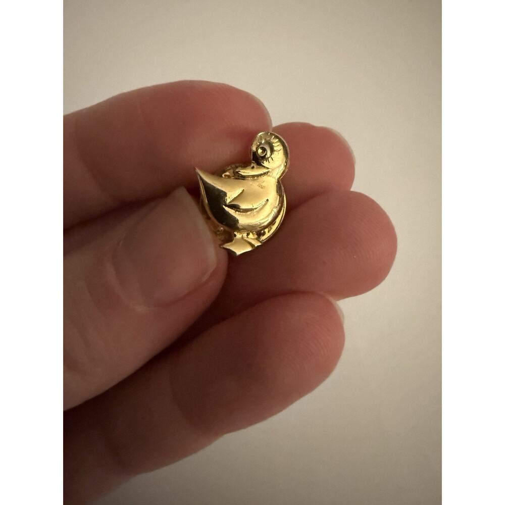 VTG Gold tone Cute Rubber Duck Pin Brooch